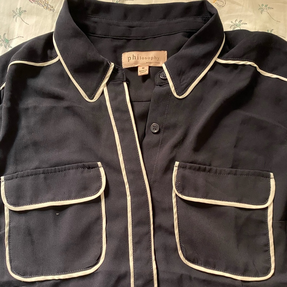 Philosophy navy blue blouse